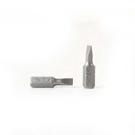 Superior Steel Single End Slotted Screwdriver Bits - 1 Inch Long - 4mm Wide Slot, PK 50 BS104-50PK